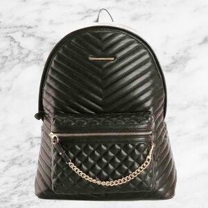 (SOLD) Black quilted backpack with gold hardware
